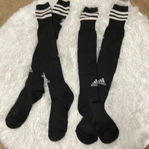 Two pairs!  Super deal! Black Milano Adidas Compression Team Soccer Sports Socks